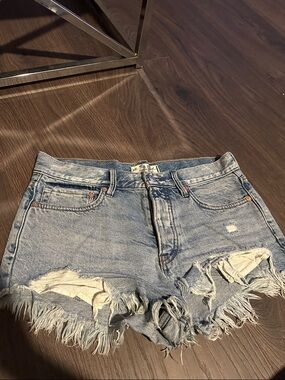 We The Free Light Blue Distressed Denim Cutoff Shorts